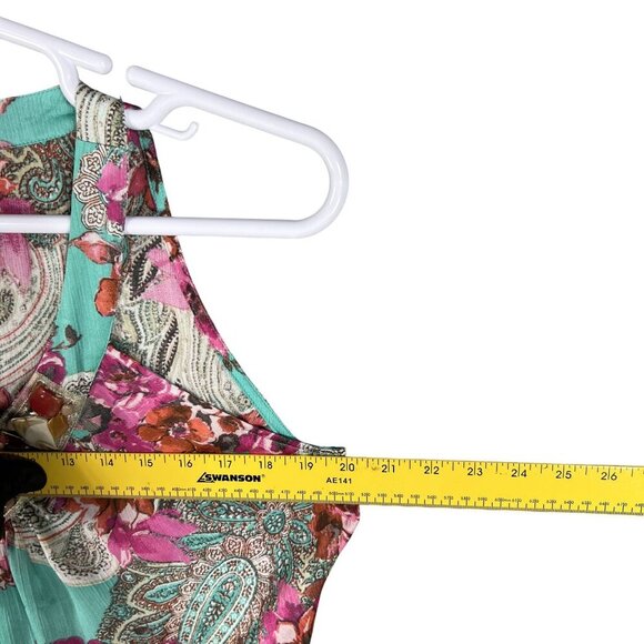 Cache Womens L Floral Sleeveless Cami Tank Chiffon Top Jewel Embellished Fairy - Picture 8 of 12